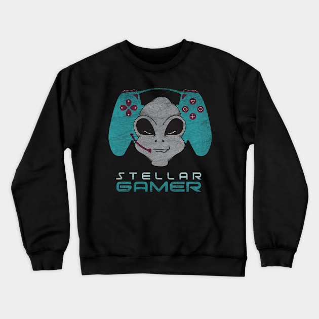 Alien Head Gamer Crewneck Sweatshirt by PEHardy Design